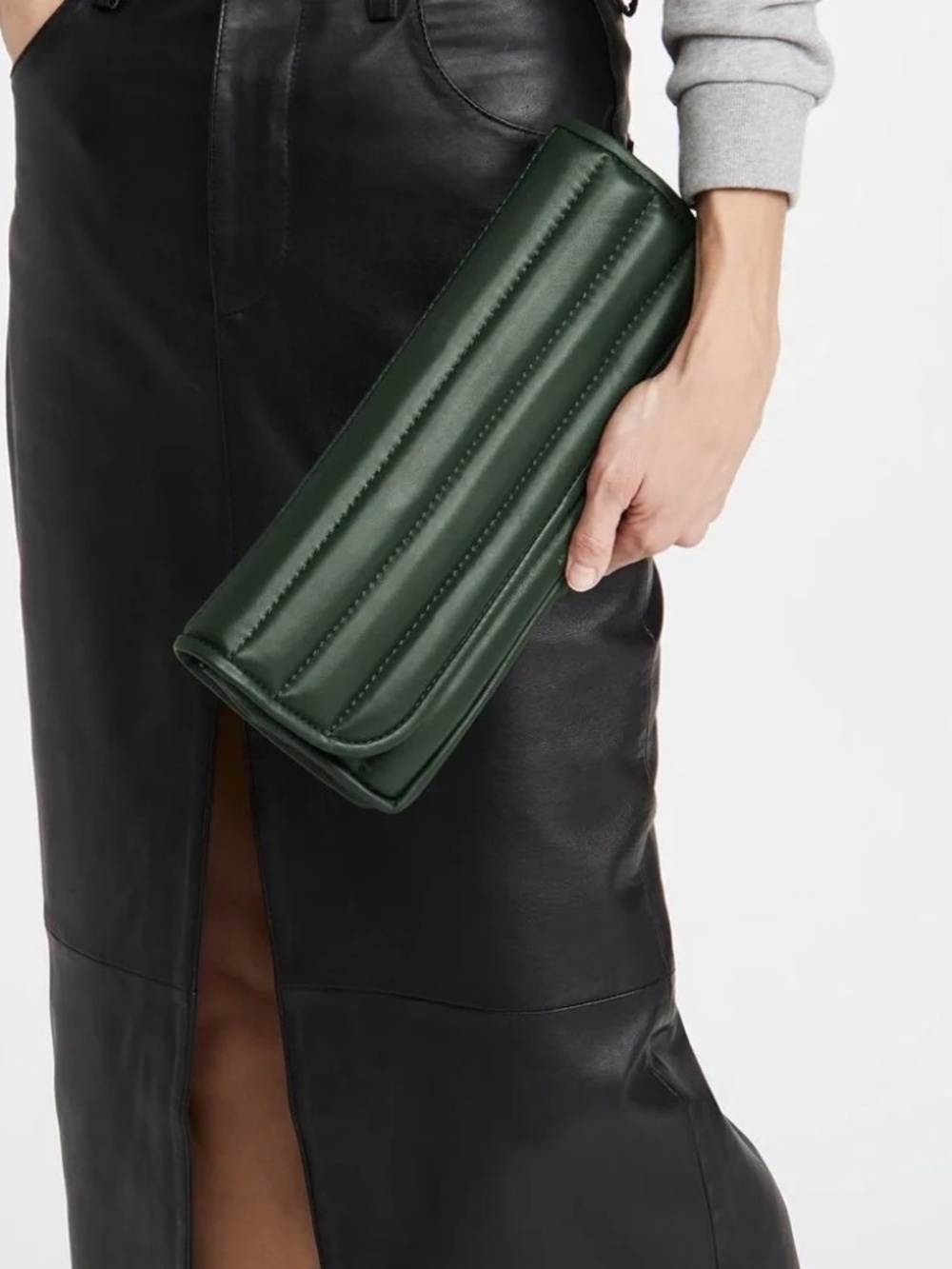 Anine Bing x Helena Christensen Natasha Clutch Leather Green